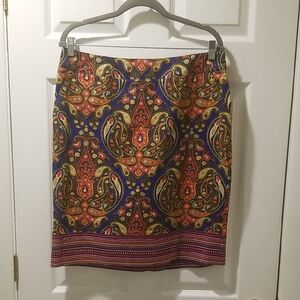 Merona Red and Blue Knee-Length Pencil Skirt Casual Size 12